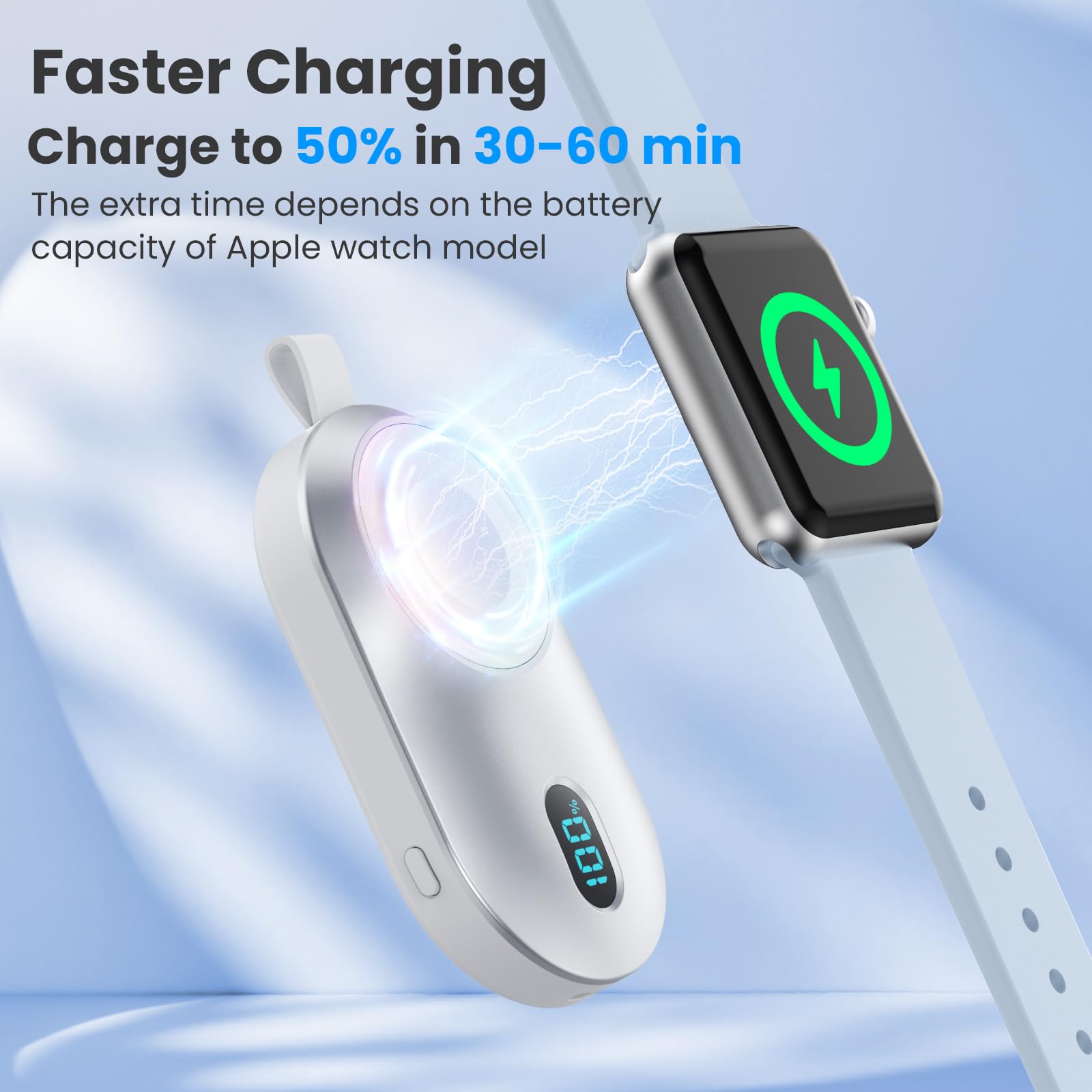[Paquete de 2] Cargador inalámbrico portátil para Apple Watch, cargador magnético compacto para iWatch de 2800 mAh, banco de energía, llavero de viaje, cargador de reloj inteligente para Apple Watch