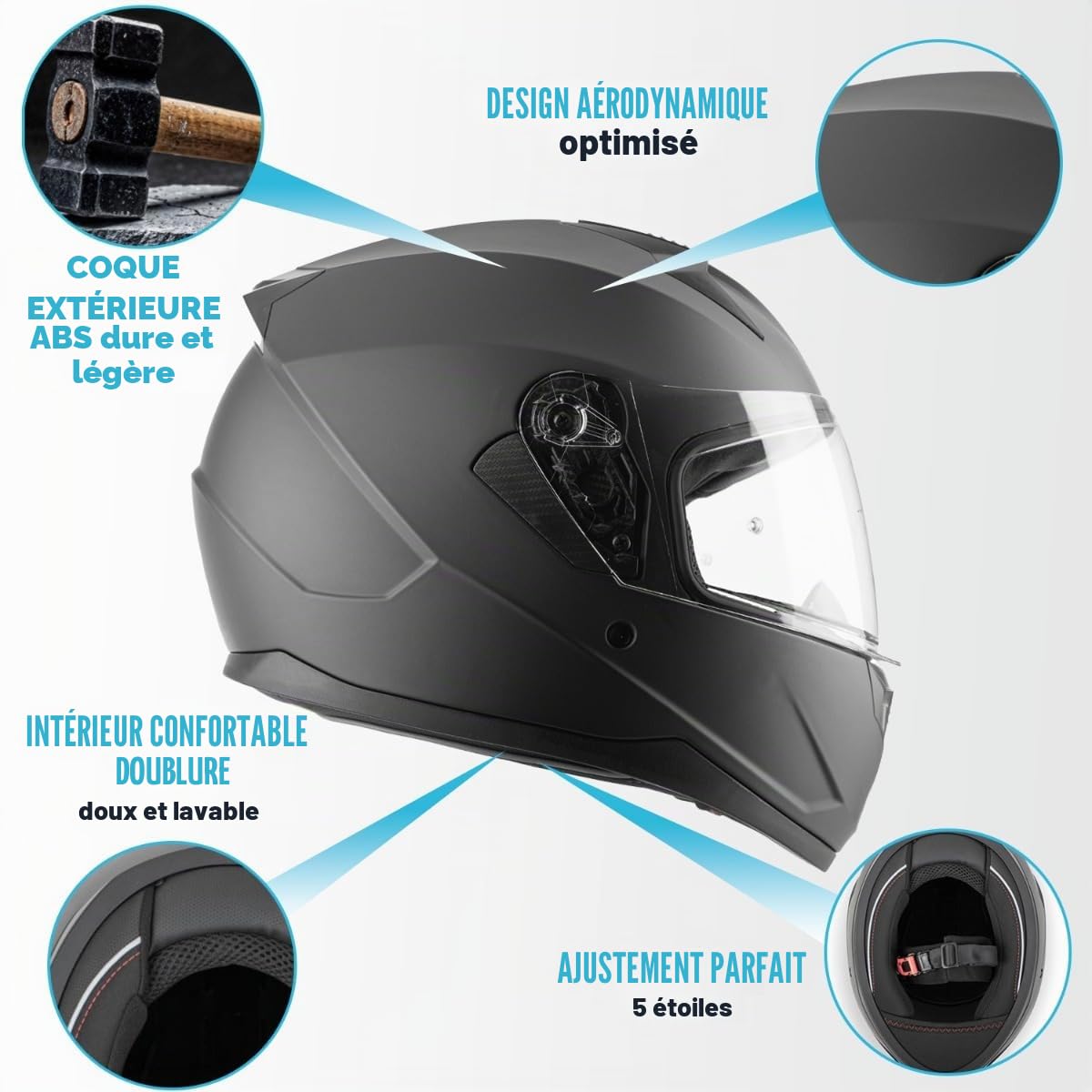 VINZ Vigo Casque Intégral | Casque de Moto Full-Face Homologué ECE 22.06 | Casque pour Scooter et Moto | pour Femmes & Hommes | Tailles XS-XXL