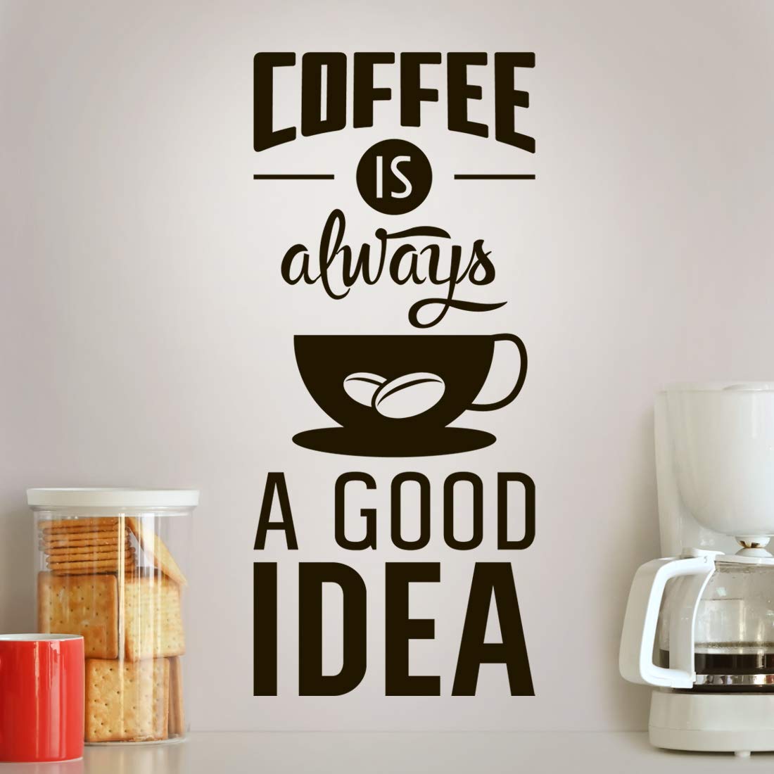 Kitchen wall Art Coffee Sticker Good idea Room Window Decal Sign Decor Poster Plaque Decoration Vinyl Quote Home Accessory Living Room Glass Door Stickers Cafe Shop Cup Stencil Pub Transfer Retro