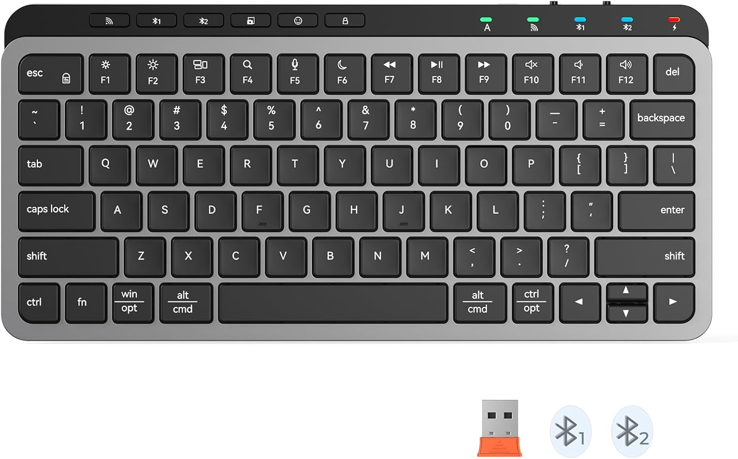 MEETION Wireless Bluetooth Keyboard, Multi-Device Bluetooth Wireless Keyboard with Shortcut Keys, Rechargeable, Low-Profile Slim and Compact, Easy-Switch for Windows, MacOS, PC/Laptop/Tablet