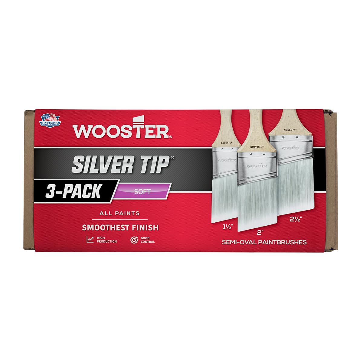 Wooster Silver Tip Semi Oval Angle Sash 3-Pack