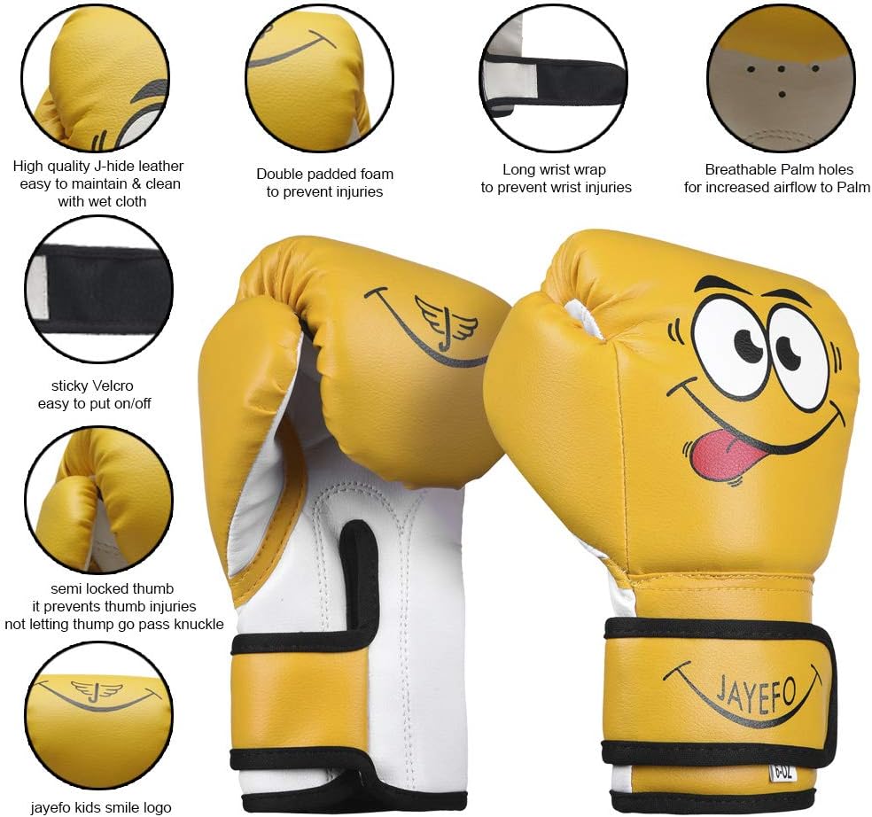 Jayefo Kids Boxing Gloves for Kids 4 6 Oz Training MMA Boys Girls Punching Bag Kickboxing Muay Thai Youth Junior Gloves Gift for Kids : Sports & Outdoors