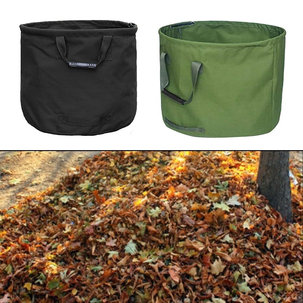 ZYWUOY Grande borsa da giardino per foglie, in tela resistente, con cinghie rinforzate per foglie, frutta e verdura, 56 x 46 cm, raccoglitore di detriti all'aperto
