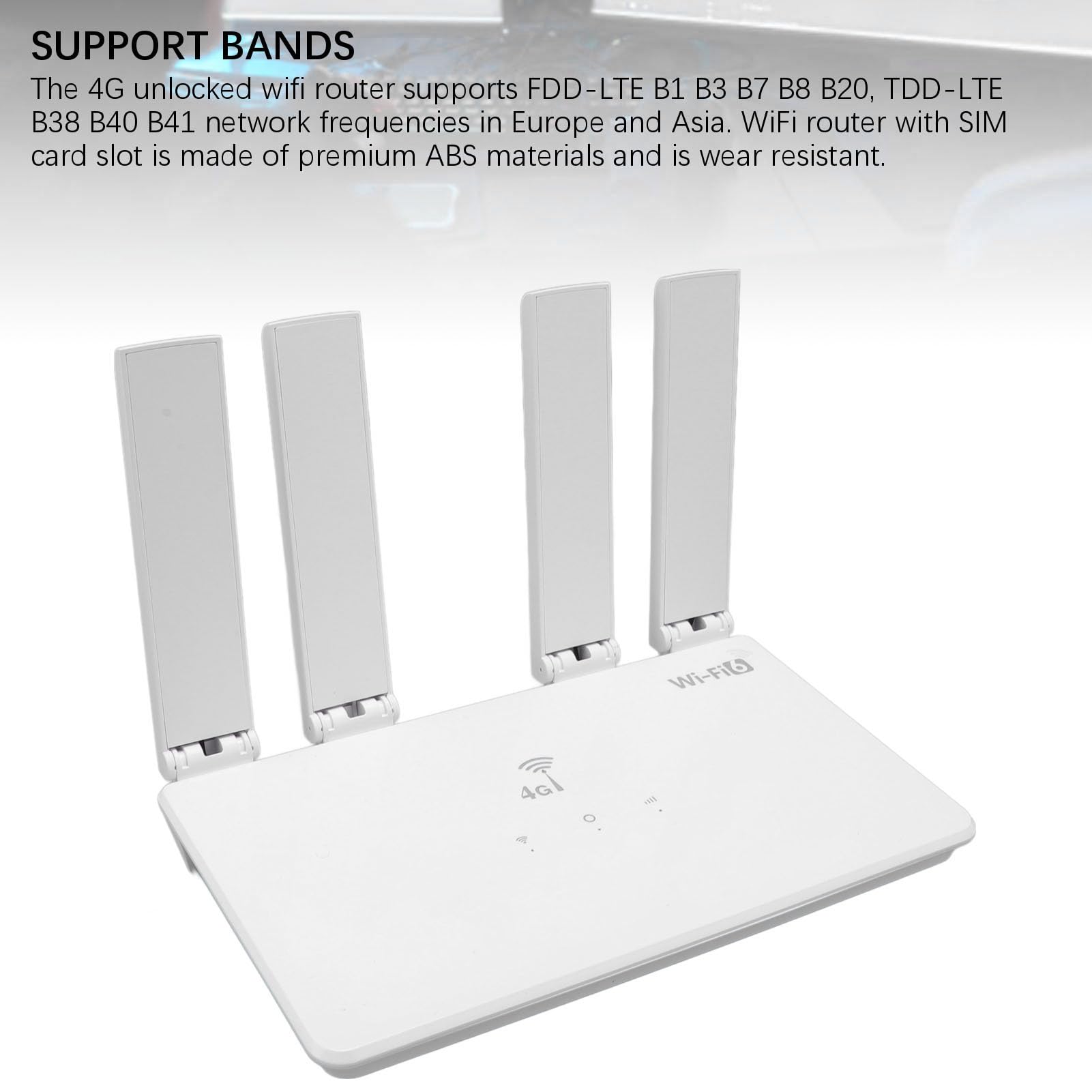 Zunate Router 4G LTE, Szybkie Mobilne Urządzenie Hotspot 802.11b/G/n z Gniazdem Karty SIM Typu C, ładowanie 4 Anteny o Wysokim Zysku, Odblokowany Punkt Routera (wtyczka UE)