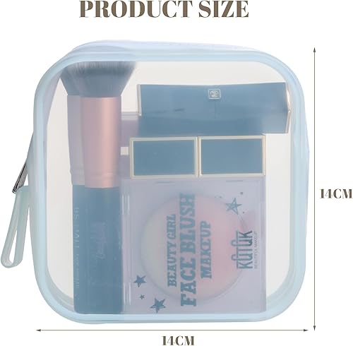Miniatura 6 de BS-MALL Bolsa de maquillaje de viaje de silicona  Bolsa de almacenamiento transparente para cosméticos, impermeable, fácil de limpiar, paquete de 2,