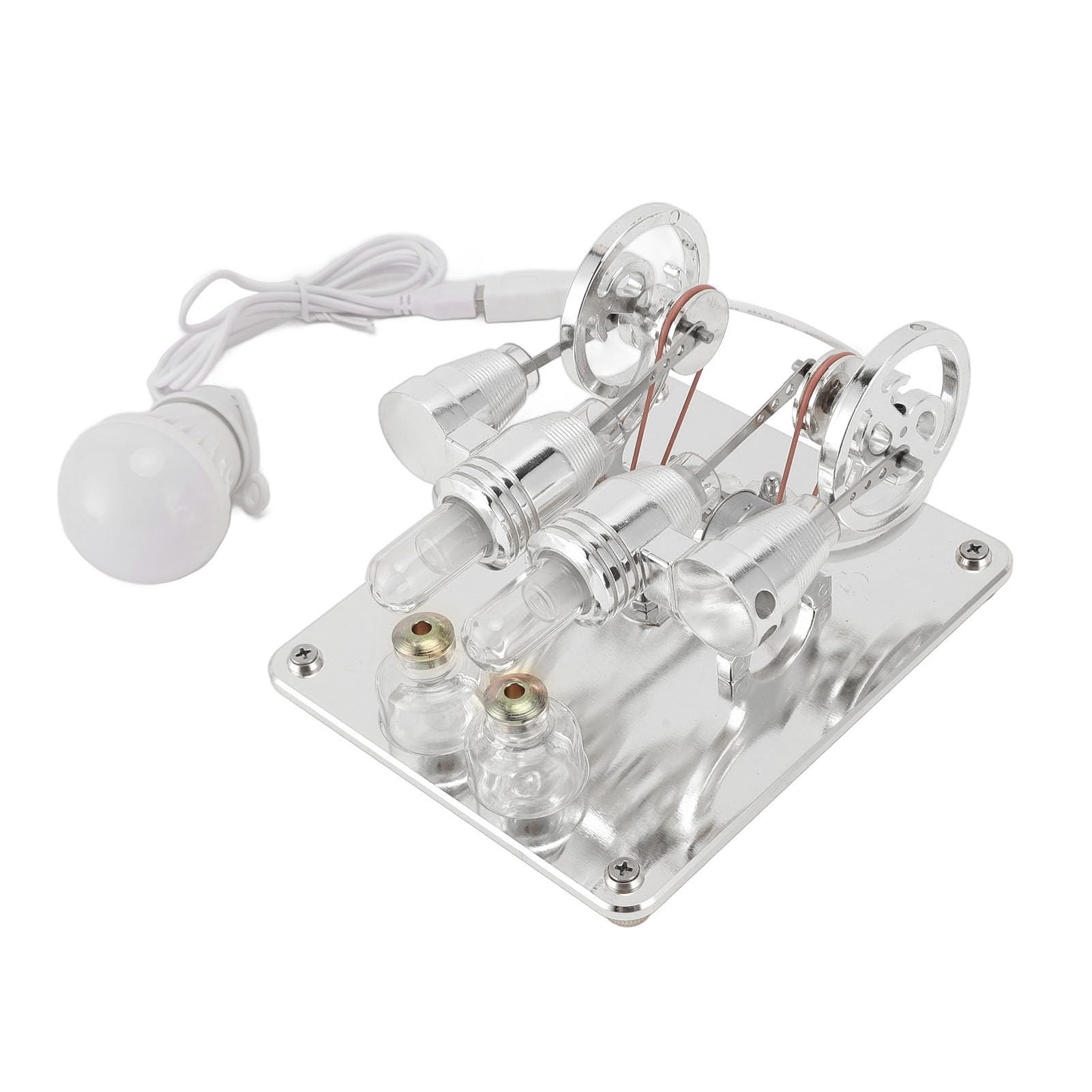 Jeffergarden Motore Stirling a 4 Cilindri con LED, Base in Alluminio, per Esperimenti Scientifici