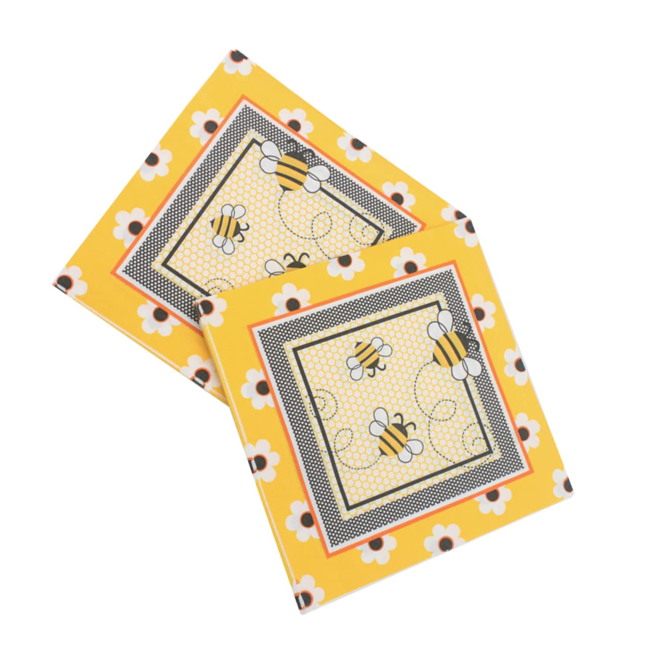 Papierservietten mit Bunter Bienenmuster Druck, 2-lagig | Partyartikel Stoff, für Hochzeit und Bankett, 33x33cm, 100 Stück, Schönes Design