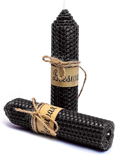 Miniatura 1 de Velas de pilar de cera de abeja 100% natural (6 x 1.25-1.5 pulgadas). Candelabro sin perfume con patrón de panal para decoración de centro de mesa.