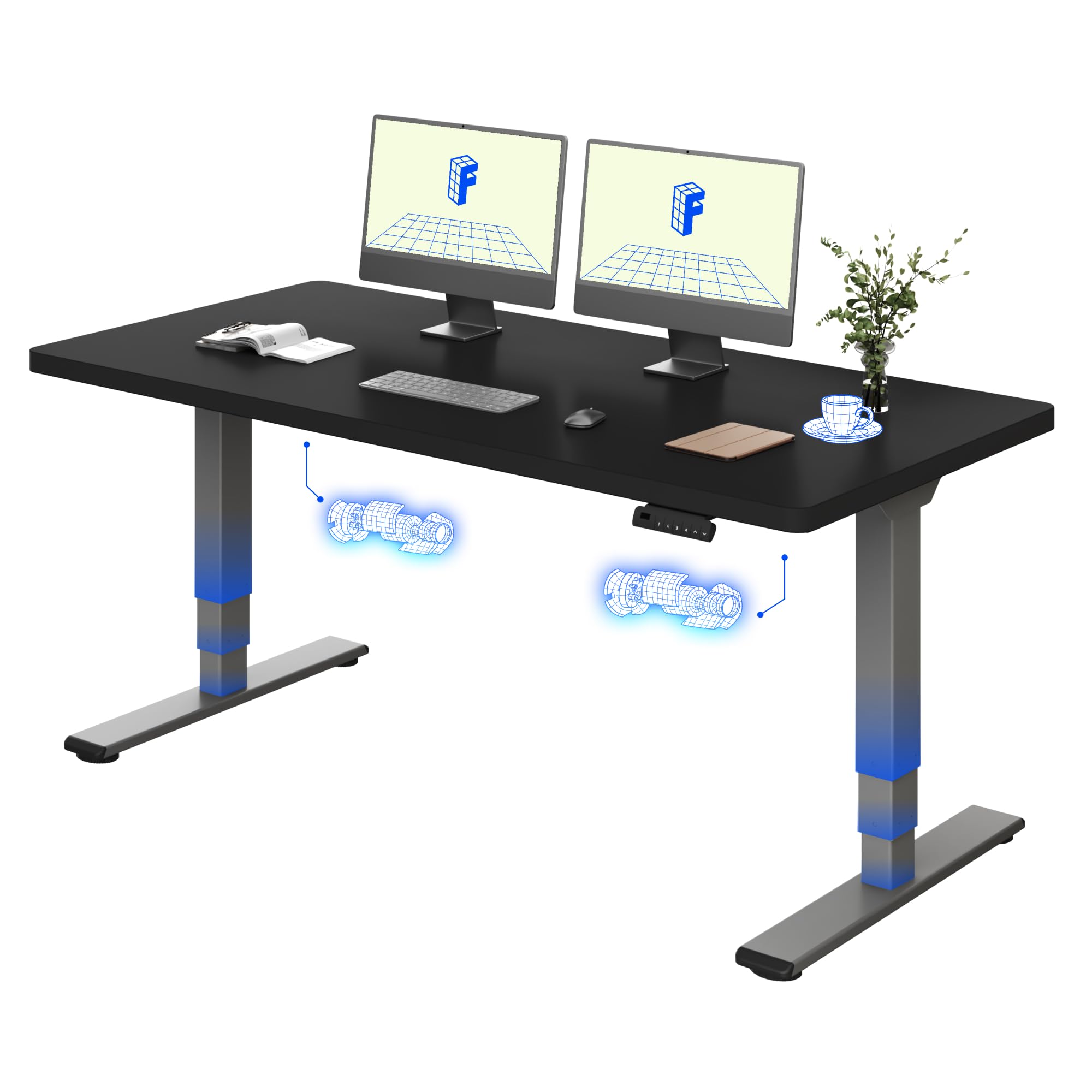 FLEXISPOT Scrivania Regolabile in Altezza Elettrica 160×80 cm con Doppio Motore, Piano Unico da 25 mm, Gambe Telescopiche a 3 Sezioni EC5 LITE