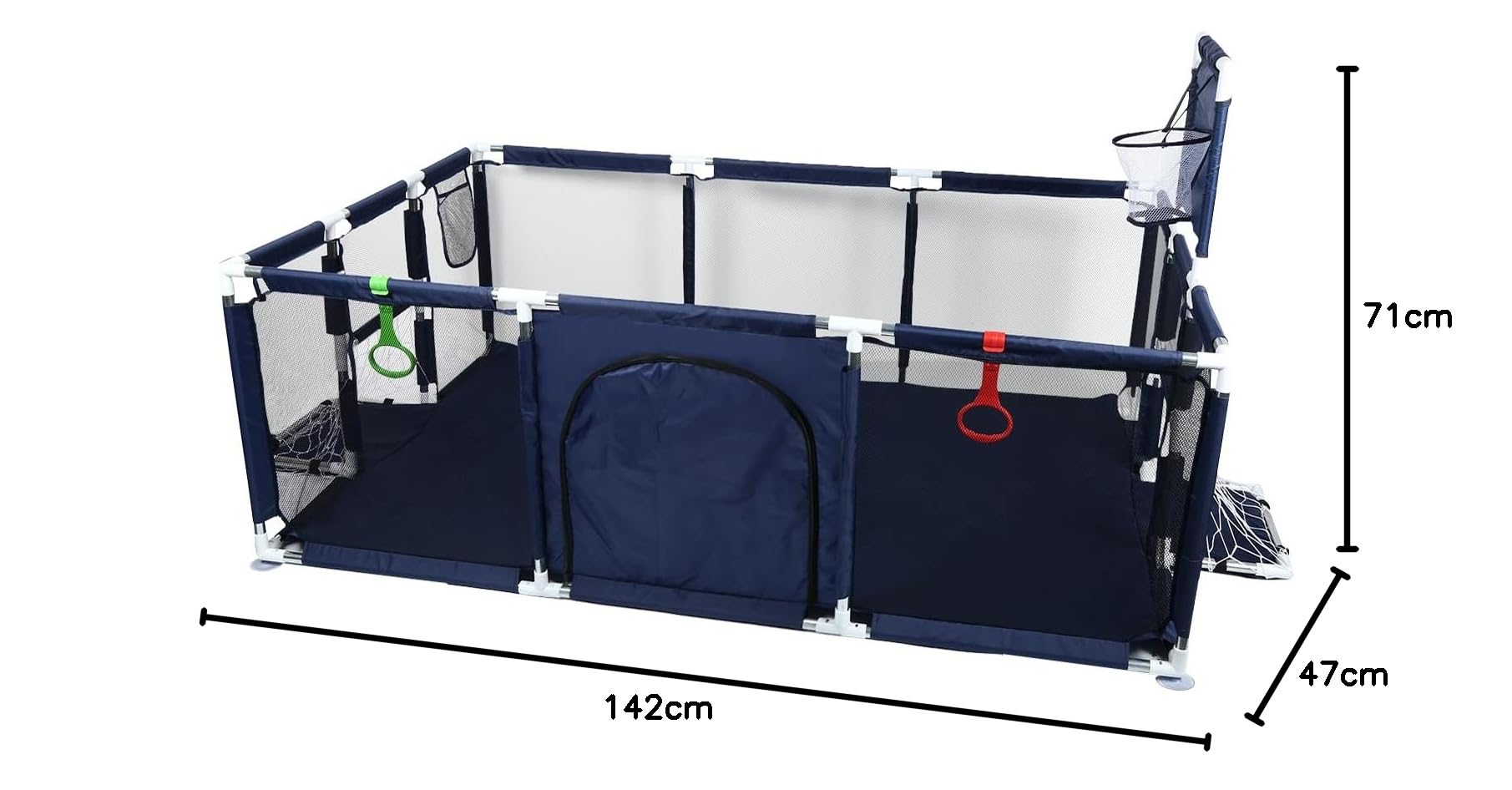 Cucciolo da pollici con porta, parco per cuccioli o cani piccoli, lavabile in lavatrice, interno/esterno (180 x 120 x 66 cm (blu navy)(C))