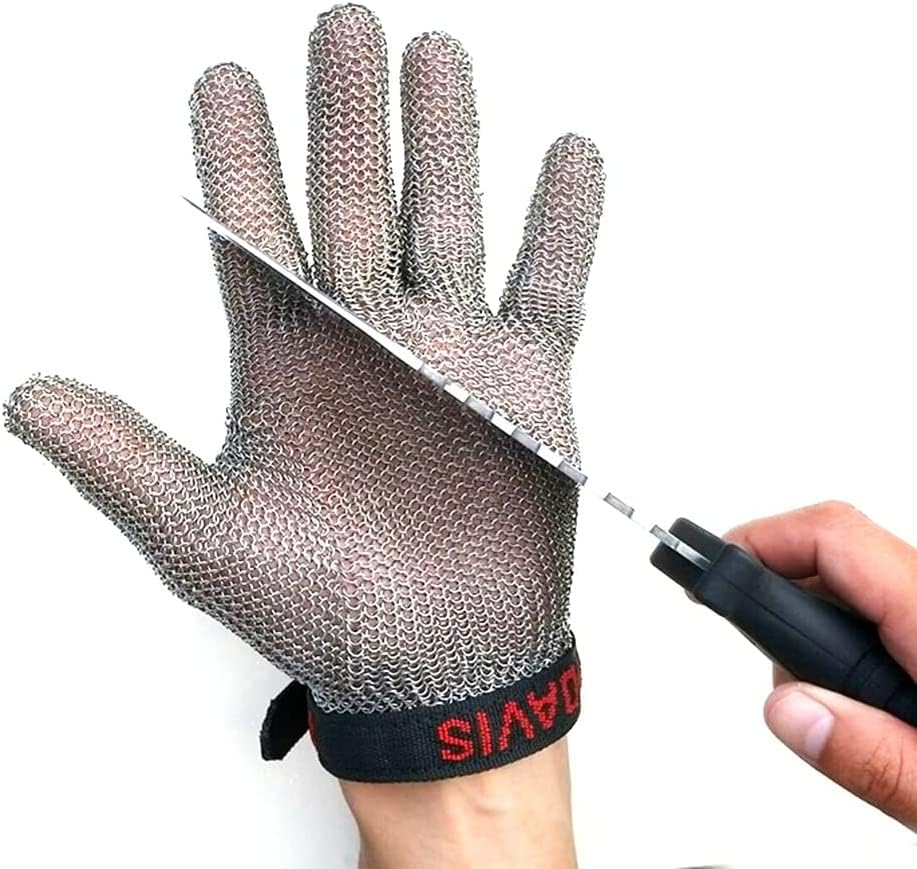 Guantes resistentes a cortes guantes de seguridad de acero inoxidable ajustables talla S