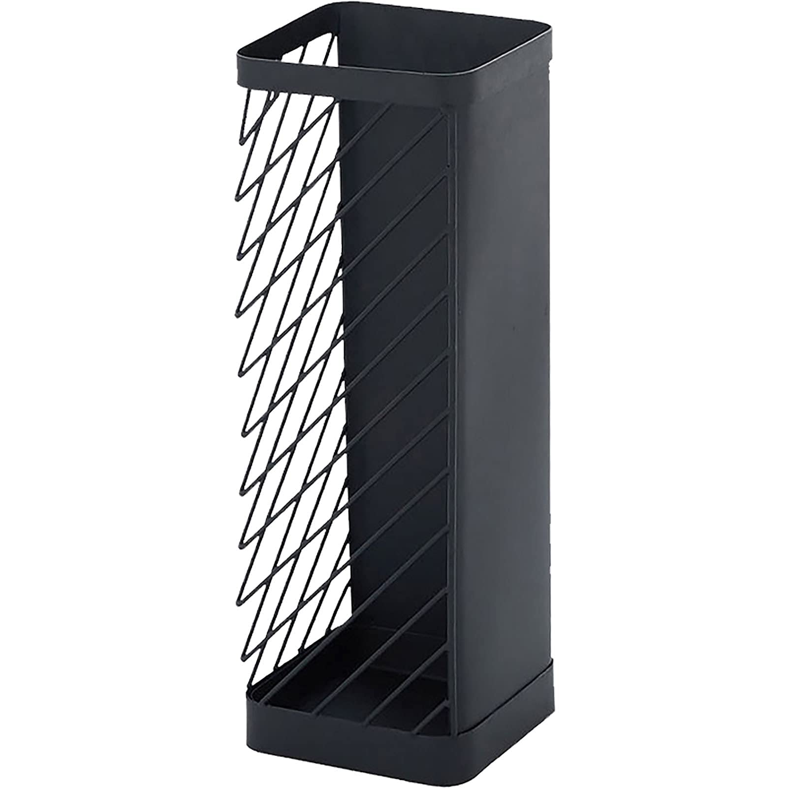 Porte-parapluies carré noir au design moderne en métal pour intérieur chic
