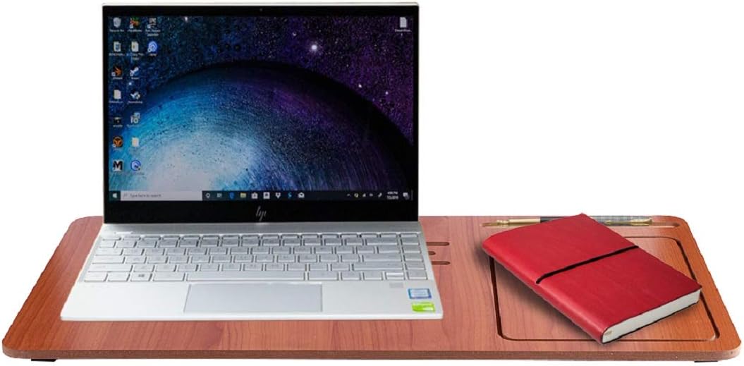 PRIMEFAIR Wooden Laptop Stand Foldable Ultra Slim Craft Wooden Laptop Desk Stand with Adjustable Height Suitable for Laptop in Home, Office, Shop (23X12X1 inch) (RED-B-99)