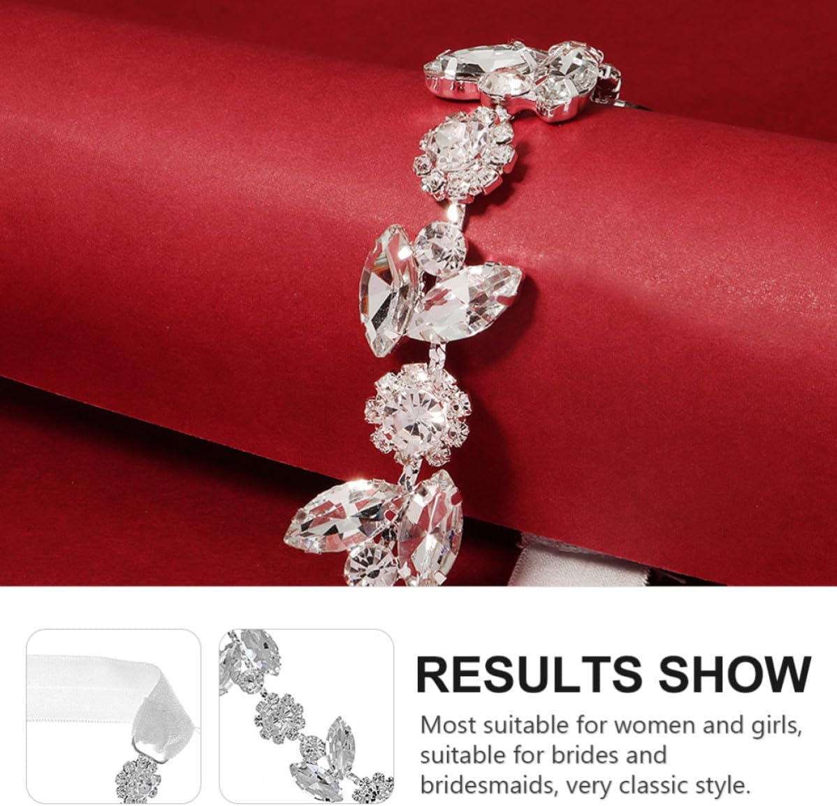 Bridal Garter Rhinestone Leg Ring for Women with Elegant Silver Elastic Band, Fine Workmanship and Texture, Wedding and Pageant Accessory