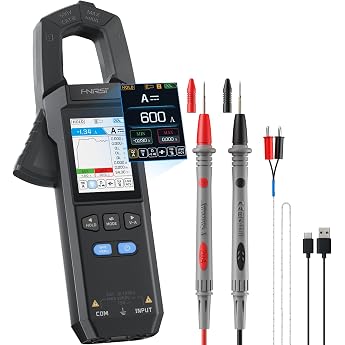 FNIRSI DMC-100 Clamp Meter, AC/DC Current, AC/DC Voltage, 10,000 Count, T-RMS True RMS, NCV Live Measurement, Voltage Detecto