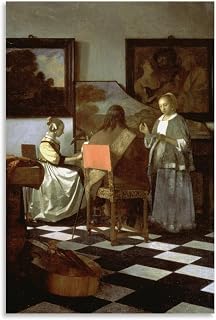 Johannes Vermeer ArtWork - The Concert Print Poster Wall Art Painting Canvas Gift Living Room Prints Bedroom Decor Artworks 16x24inch(40x60cm)