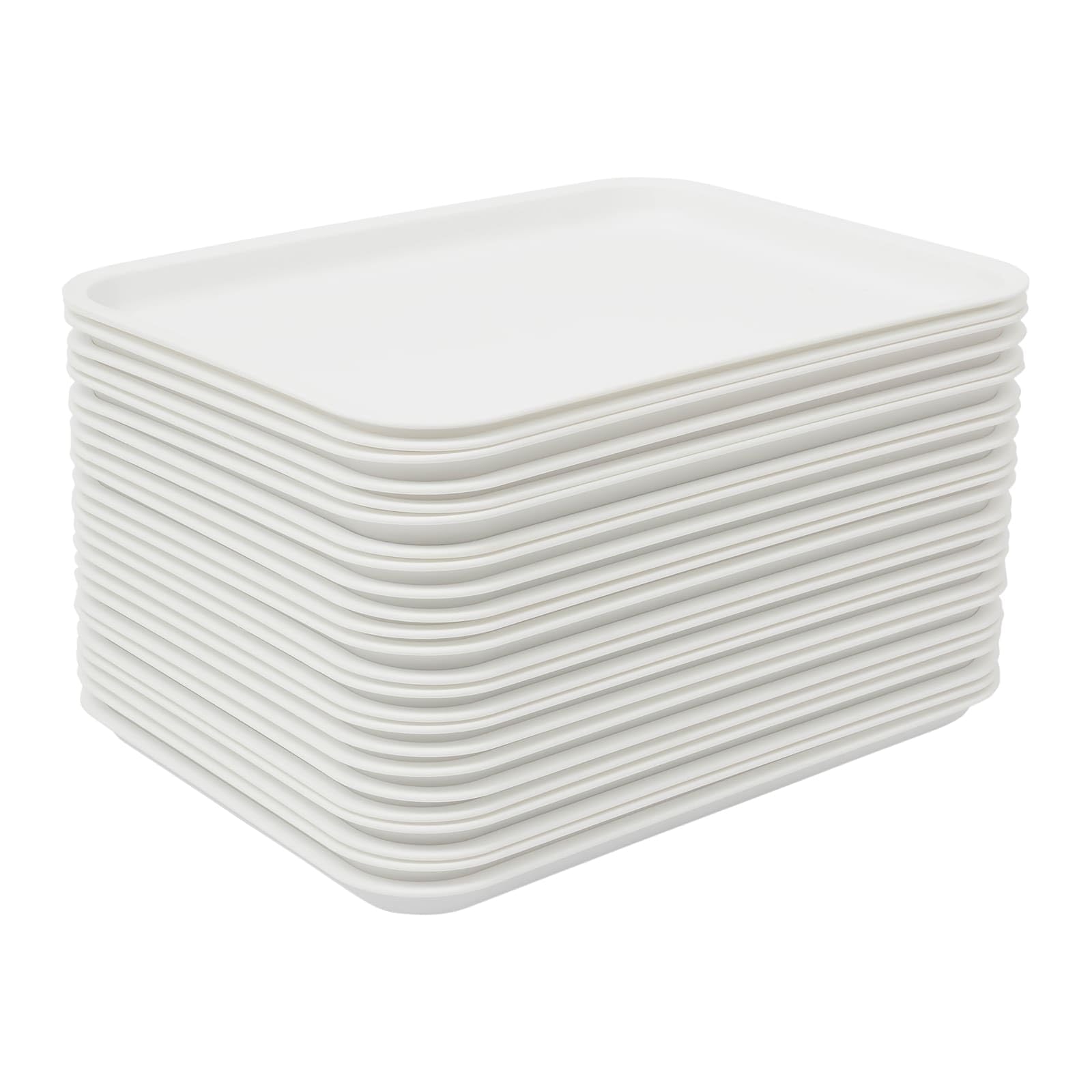 Serviertabletts aus PP, spülmaschinenfest und mikrowellengeeignet, 36 x 27 cm, für Fastfood, Restaurants, Cafeterias, Weiß, 24 Stück