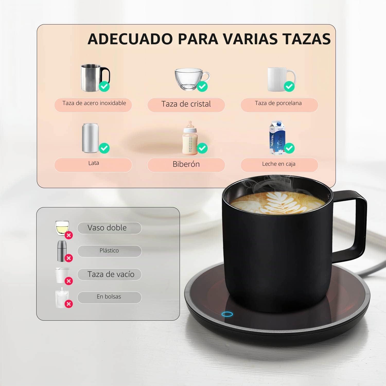 Azyh Calentador inteligente de velas y tazas con apagado automático, calienta de forma segura café, cacao, leche, velas, alimentos, para el hogar, la oficina y regalo