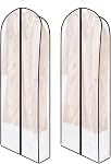 Zilink Breathable Fur Coat Storage Bags 60" Dress Bags for Gowns Long Dust Covers for Hanging Clothes with 7" Gussted Wrinkle Free for Leather Jacket Fur Coat Puffy Dress Storage, Set of 2