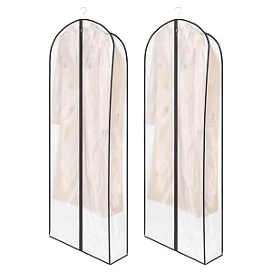 Zilink Breathable Fur Coat Storage Bags 60 Dress Bags for Gowns Long Dust Covers for Hanging Clothes with