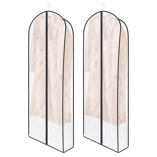 Zilink Breathable Fur Coat Storage Bags 60 Dress Bags for Gowns Long Dust Covers for Hanging Clothes with