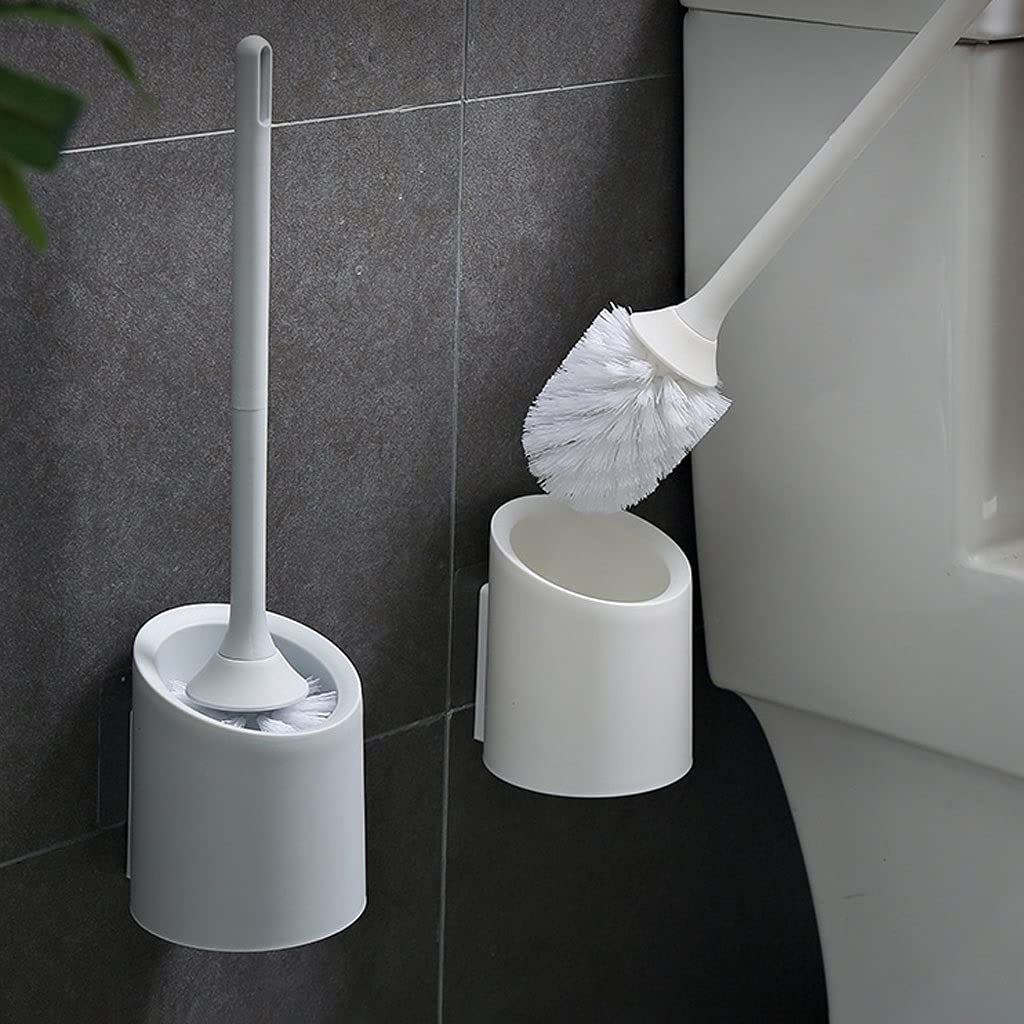Juego de cepillo limpiador de inodoro y soporte, kit de limpieza suave, soporte de cepillo de inodoro montado en la pared para cepillo de baño (A) (A)