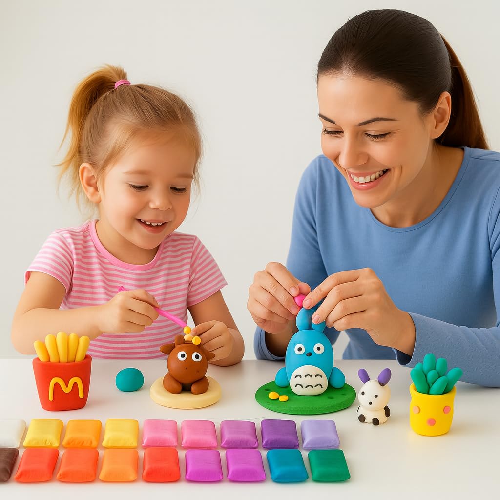 24 Pcs Air Dry Clay for Kids (3–10 Years) | Super Soft Foam Clay | Non-Toxic Air Dry Clay for Craft, DIY Models & School Projects | Lightweight Super Clay Set for Creativity