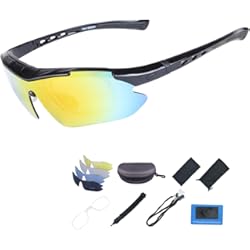 Lentes Ekoi ShareWe Gafas de Ciclismo Unisex Gafas de Sol de Deportivas Polarizadas 5 Lentes Intercambiables para Deporte y Aire Libre Ciclismo Conducir Pesca Ski Esquiar Golf Correr (Negro)