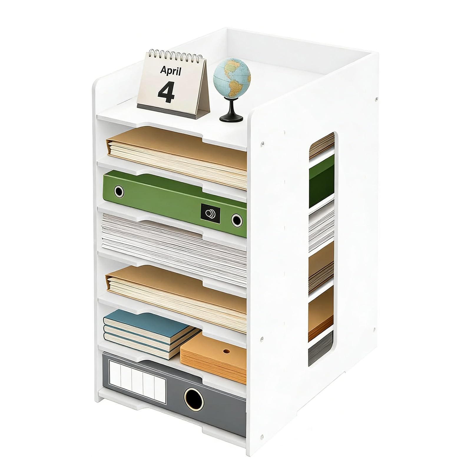 7-tier Office Filing Trays Holder Letter A4 Paper Desk Organiser Desktop File Holder Stackable Document Storage Rack for Home Office School (White)
