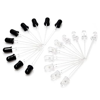 acce & peri 10 Pairs Super-Bright 5mm IR LED and IR Receiver EMITTER PHOTO TRANSISTORS Diode - 940nm