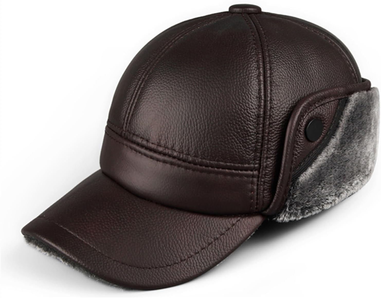 Genuine Leather Hats Winter First Layer Cowhide Warm Earmuffs Bomber Caps Plus Velvet Thicken Man Bone Caps Dad Hat