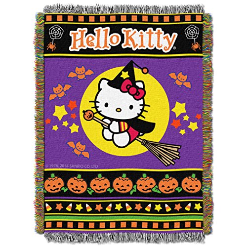 Sanrio Hello Kitty, "Witchy Kitty" Woven Tapestry Throw Blanket, 48" X 60", Multi Color #TOP8
