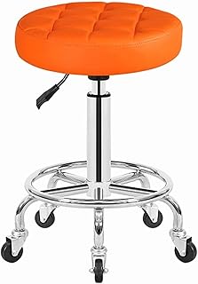 PLAYH Taburetes Enrollables Redondos Taburete Regulable En Altura 48-60Cm con Ruedas Taburete Giratorio Taburete De Trabajo Taburete De Oficina Taburete De Salón Hidráulico De Masaje