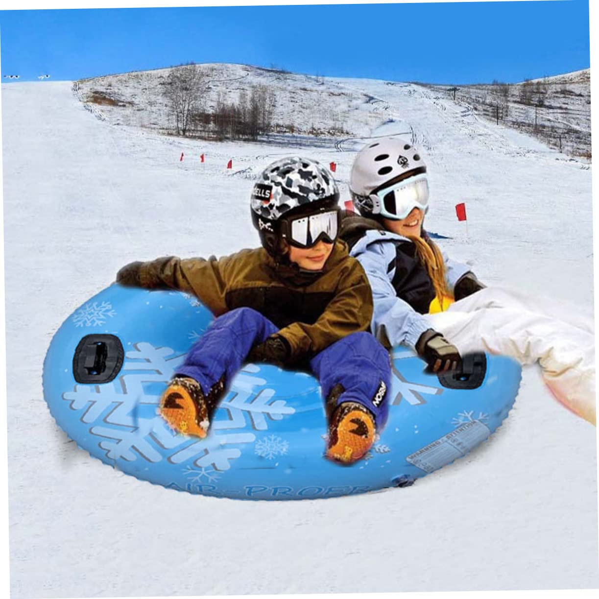 Ciambella da Neve Gonfiabile in Pvc Blu per Sport Invernali All'aperto | Snow Tubing, Tenuta All'aria Affidabile, Alta Resistenza All'usura, Pieghevole e Antistrappo
