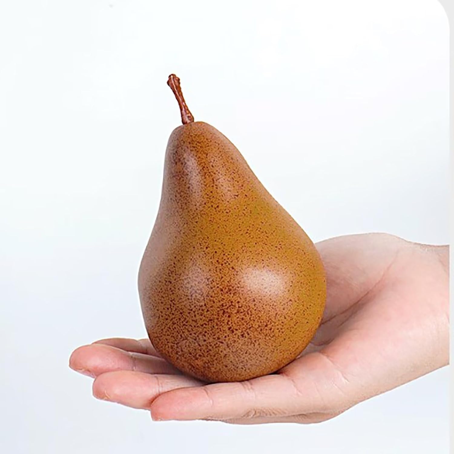 Emivery 6Pcs Artificial Pears Set, Fake Simulation Brown Pear Lifelike Pear Faux Artificial Fruits for Photo Props Home Kitchen Table Party Decoration