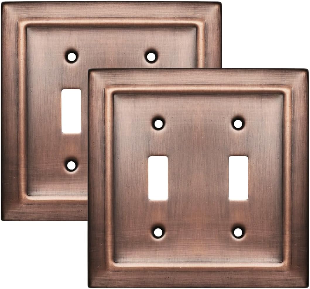 Monarch Abode Toggle Light Switch Cover Plate – 4-Gang Brushed Gold Outlet Covers, Architectural Decorative Outlet Cover Wall Plates, Light Switch Plate Covers for Electrical Outlets, Pack of 1
