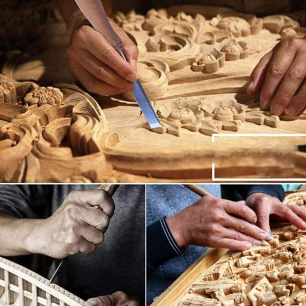 Juego de cinceles de carpintería de acero de 9 piezas, herramientas de carpintero de hoja larga