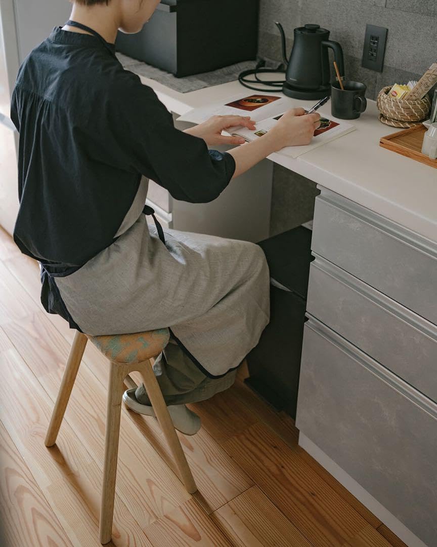 キッチンスツールNA H530＋ミナ ペルホネン　タンバリン　グレー 送料込】キッチンスツールNA(H530)＋張地ミナペルホネン グレー