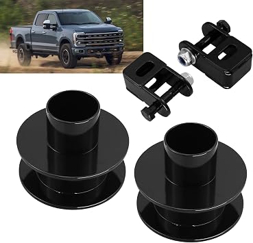 مجموعة التسوية الأمامية RULLINE 2.5 المتوافقة مع Ford F250 F350 Super Duty 4 WD 2005-2024 تتضمن موسعات تثبيت الصدمات وفواصل رفع زنبركية لفائف الصلب