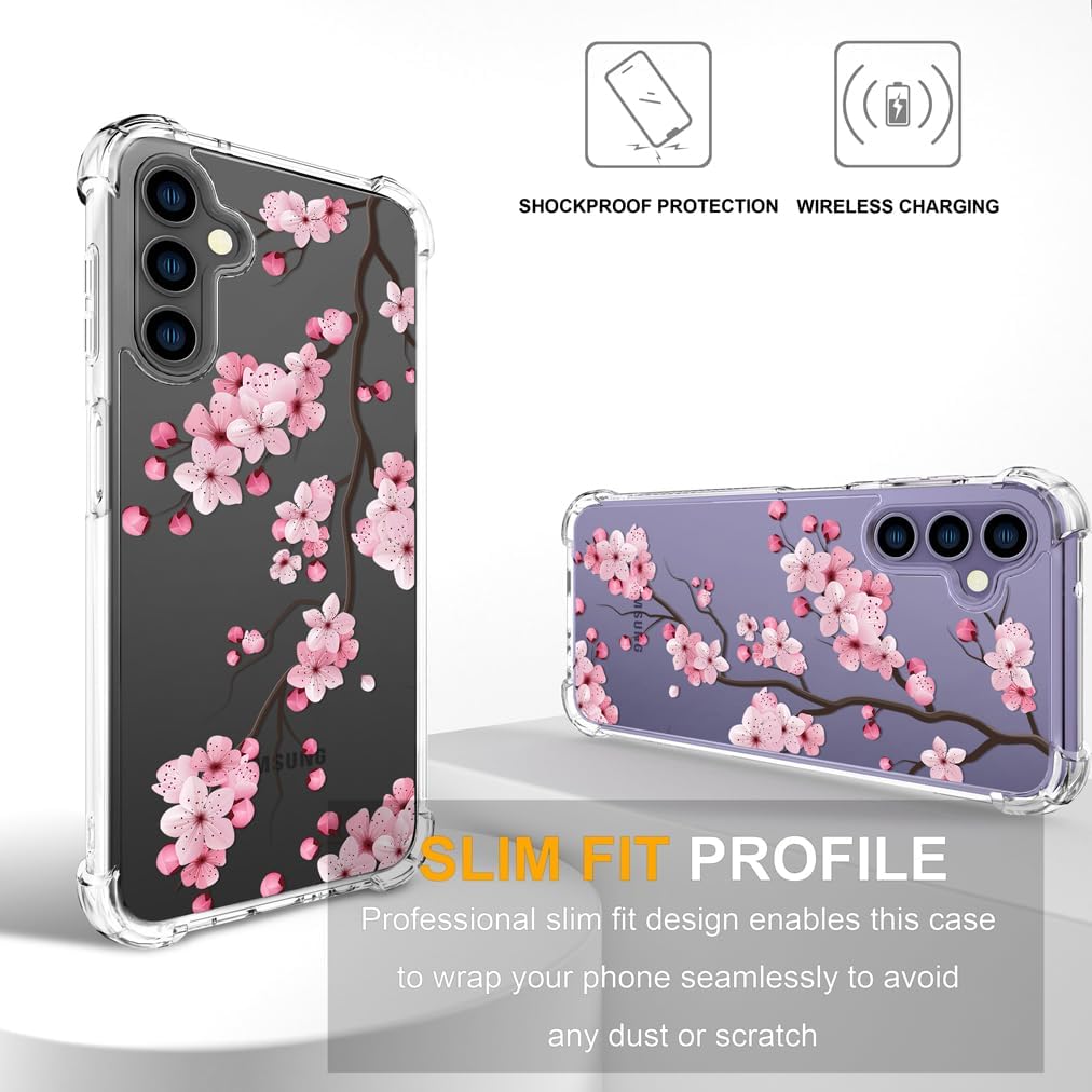 for Samsung Galaxy S25+ Plus & S24+ Plus Case - Clear Sakura Cherry image 4