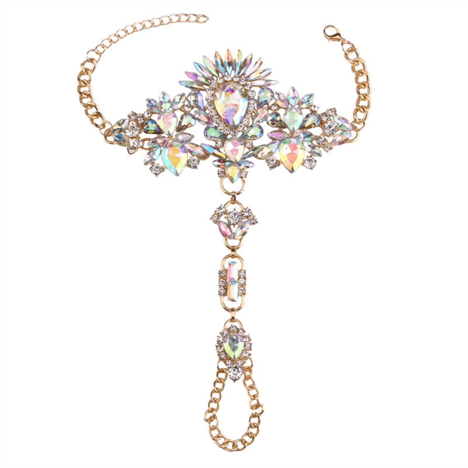 Cavigliere Moda Cavigliera in Lega di Strass Colorati - Spiaggia al Mare Accessori a Piedi Nudi Cavigliere da Donna (Color : Rose Gold)