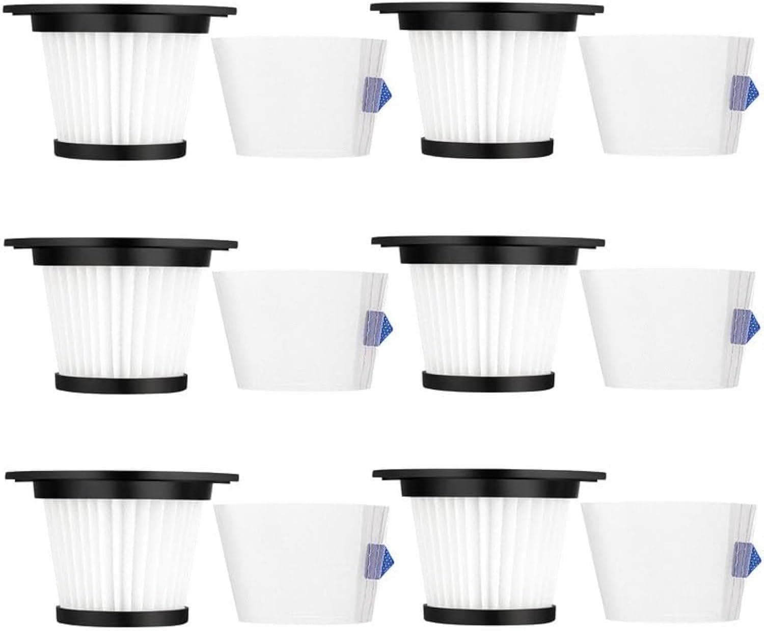 6 Pack K17 Replacement Vacuum Filters, Only Compatible with MOOSOO K17 Cordless Vacuum (Not for K17 Pro), Includes 6 HEPA Filters and 6 Strainer Screens