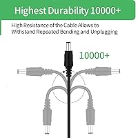 Vista 5 de Security-01 Cable de extensión de alimentación CC de 3.3 pies de 3.3 ft, 0.217 in x 0.083 in, para cámara de CCTV, cámara IP WiFi, DVR, tira LED