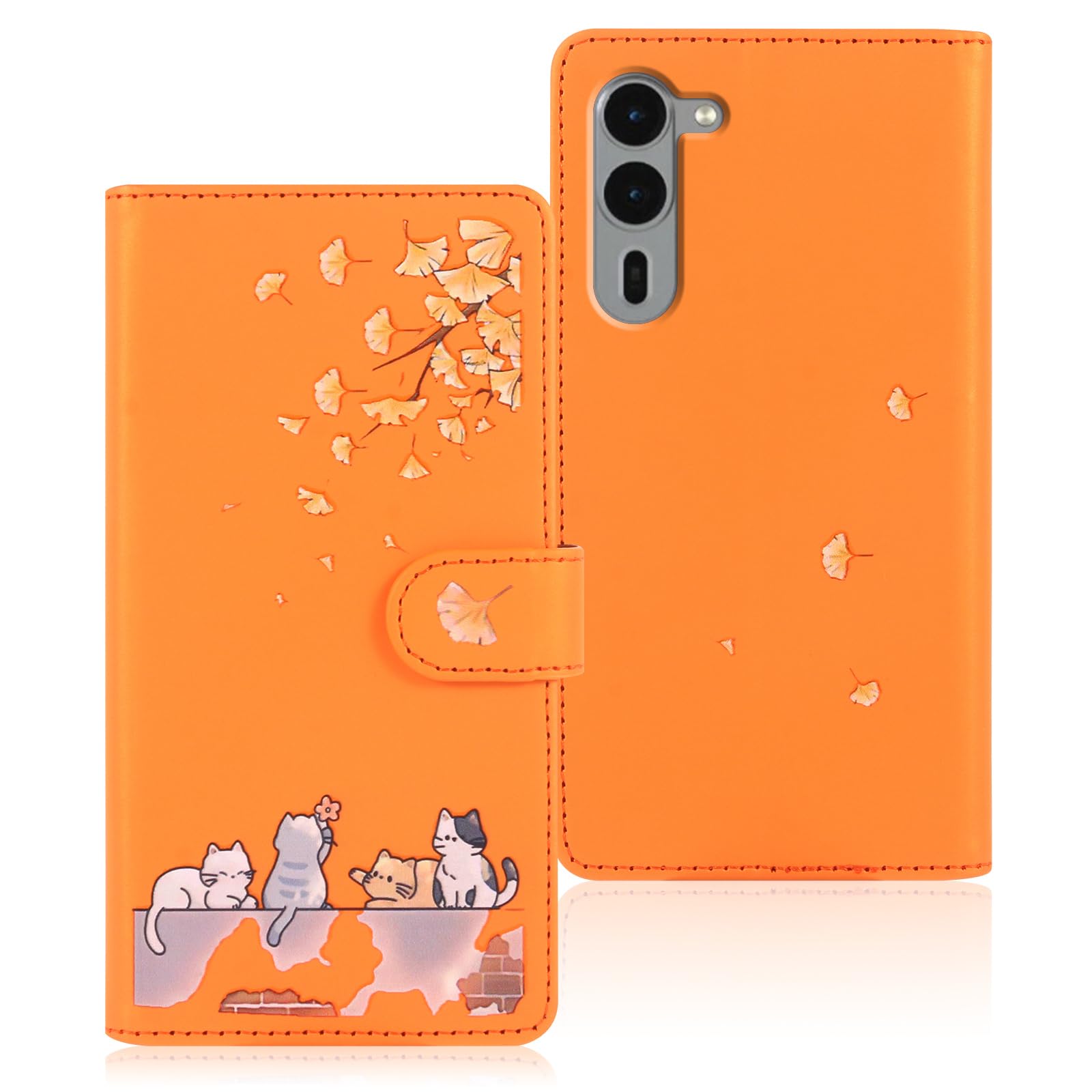 Reddylin 対応 Arrows we2 Plus F-51E ケース 手帳 : Reddylin 対応 Arrows We2 Plus F-51E ケース 手帳型 Arrows We2 Plus ケース  手帳型 かわいい猫 落ち葉 f51e ケース Arrows We2 Plus カバー カード収納 軽量 アローズWe2 Plus ケース