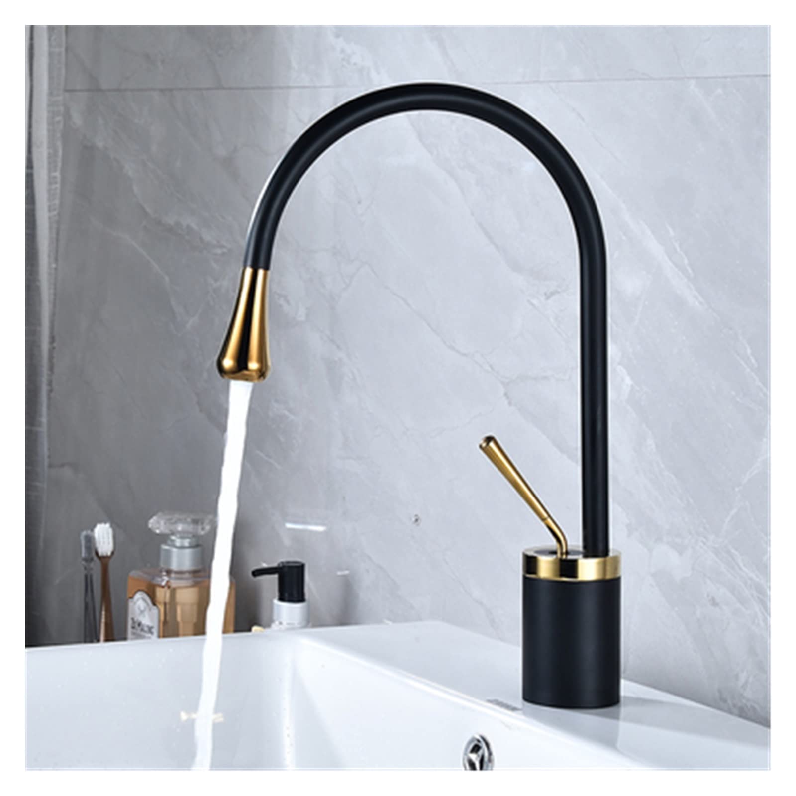 BHFPFZA Swivel Kitchen Sink Faucet Mixer Tap - Stainless Steel Single Lever Bathroom T with Fittings - Ele Plating h for Modern Kitchens
