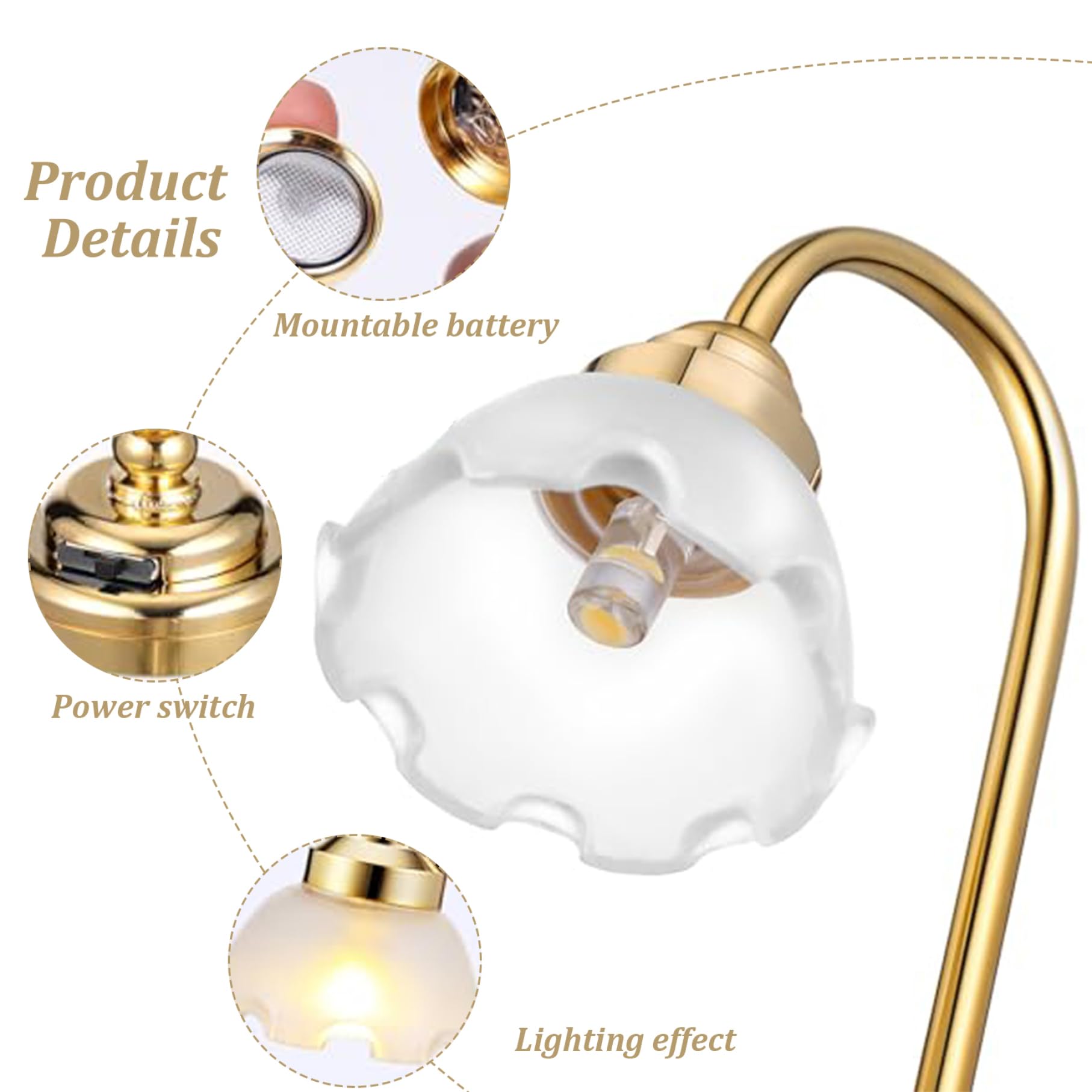 Lampada in miniatura|2 luci per casa delle bambole Realistica lampada in miniatura 1/12, mini luci a LED con interruttore Illuminazione per casa delle bambole a batteria per accessori decorativi fai-