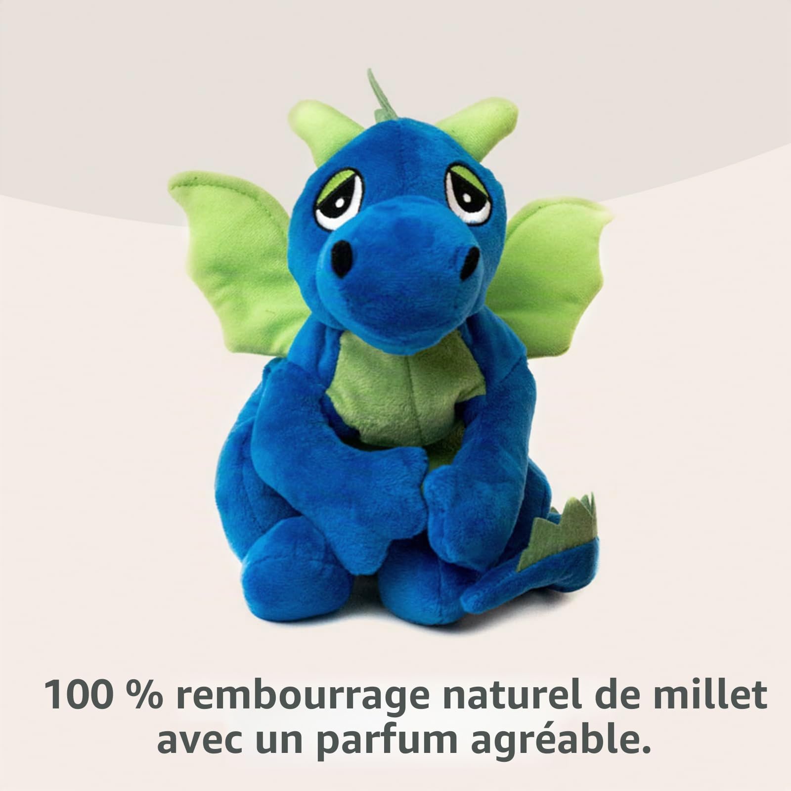 Habibi Plush Classic Coussin chauffant en peluche pour enfants et adultes – Dragon porte-bonheur rembourré de millet, peluche chauffante disponible en plusieurs couleurs (bleu roi)
