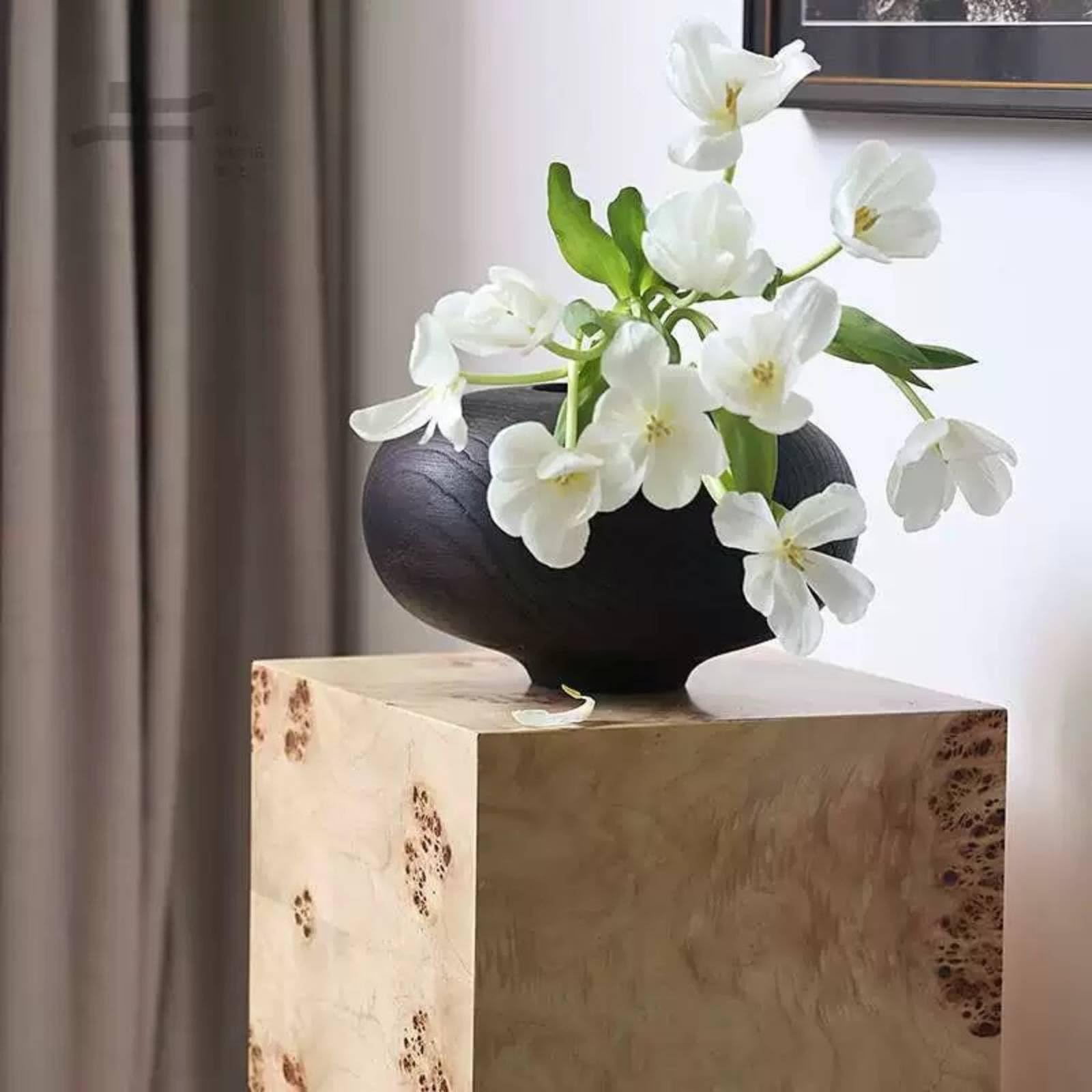 Buy HEAVENGLOW Vintage Inspired Black Wooden Vase Handmade Wabi