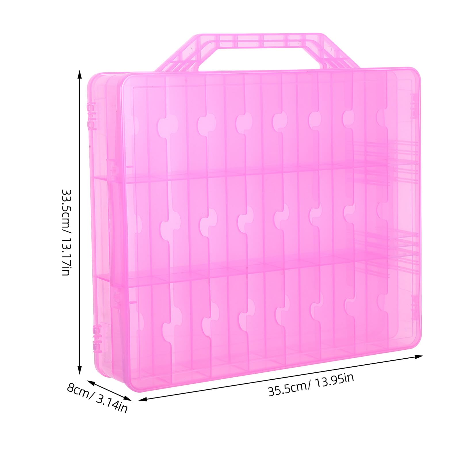 PLAFOPE Caja de Almacenamiento de Plástico Transparente con Asa Doble Capa y Compartimentos Organizador para Suministros de Costura y Manualidades Caja Multiusos para Hilos Agujas y
