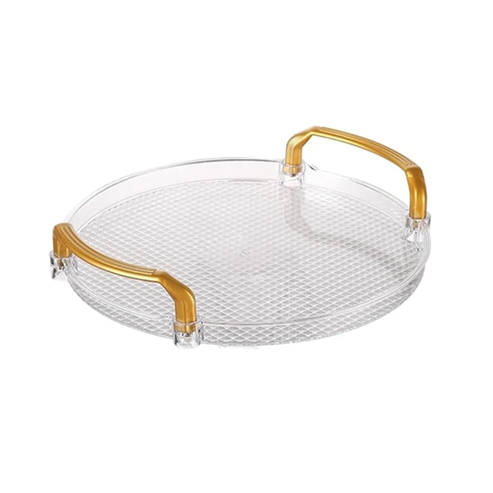 Clear Round Serving Tray Bathroom Decorative With Golden Handle For Coffee Table Office(M)